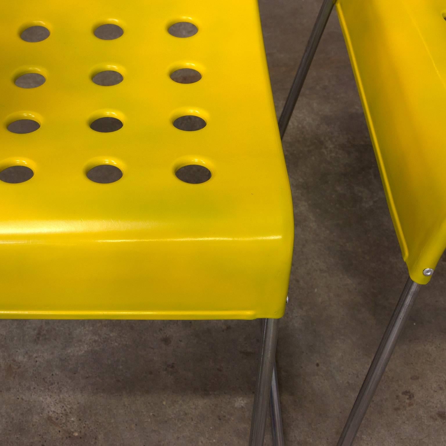 Metal 1971, Rodney Kinsman, Set of Rare Yellow Omstak Stacking Chairs For Sale