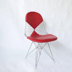 1950, Charles and Ray Eames, Set of Four DKR Chairs Red Leather Bikinis
