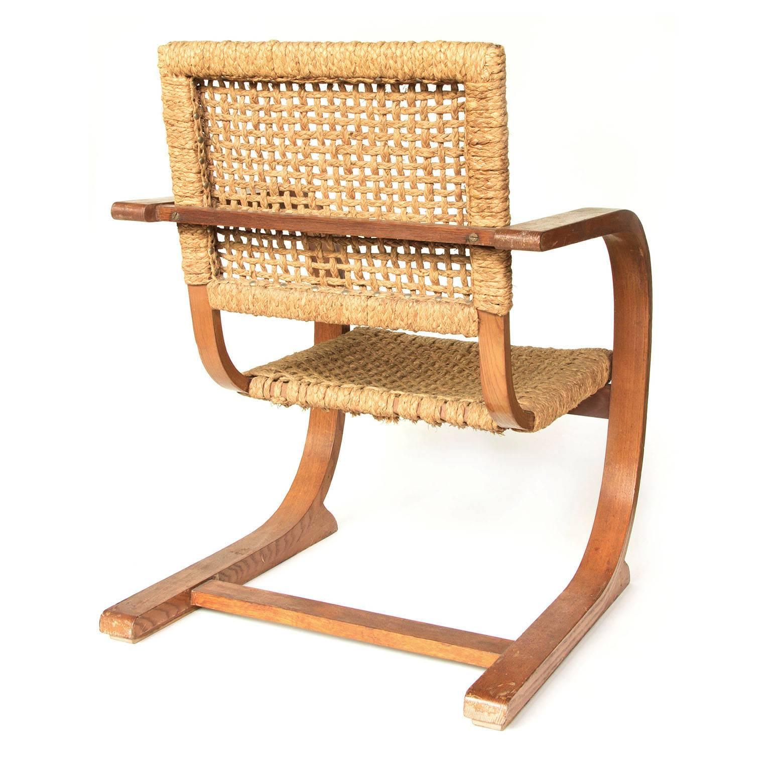 Scandinave moderne 1935, Bas Van Pelt Rope Slung Rare Fauteuil confortable à haut dossier  en vente