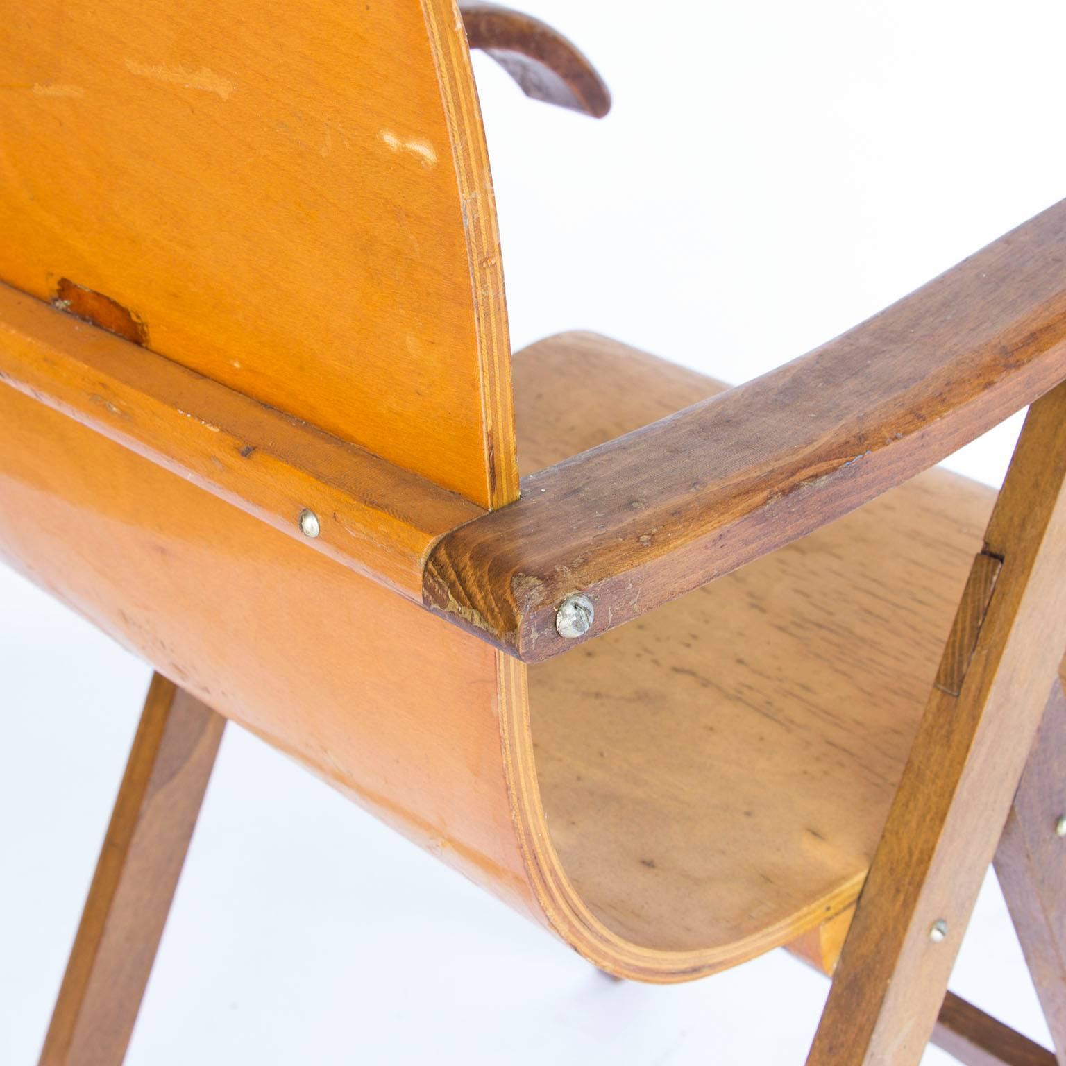 Wood Circa 1950, European Plywood Chair  For Sale