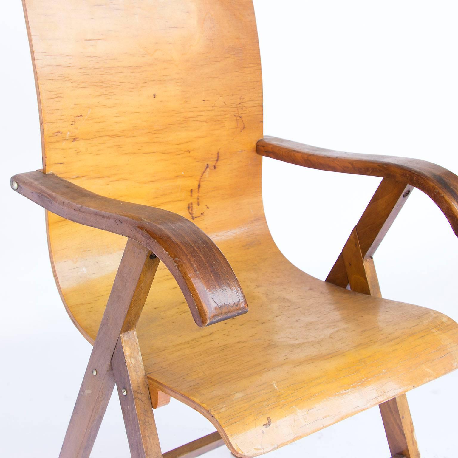 Mid-20th Century Circa 1950, European Plywood Chair  For Sale