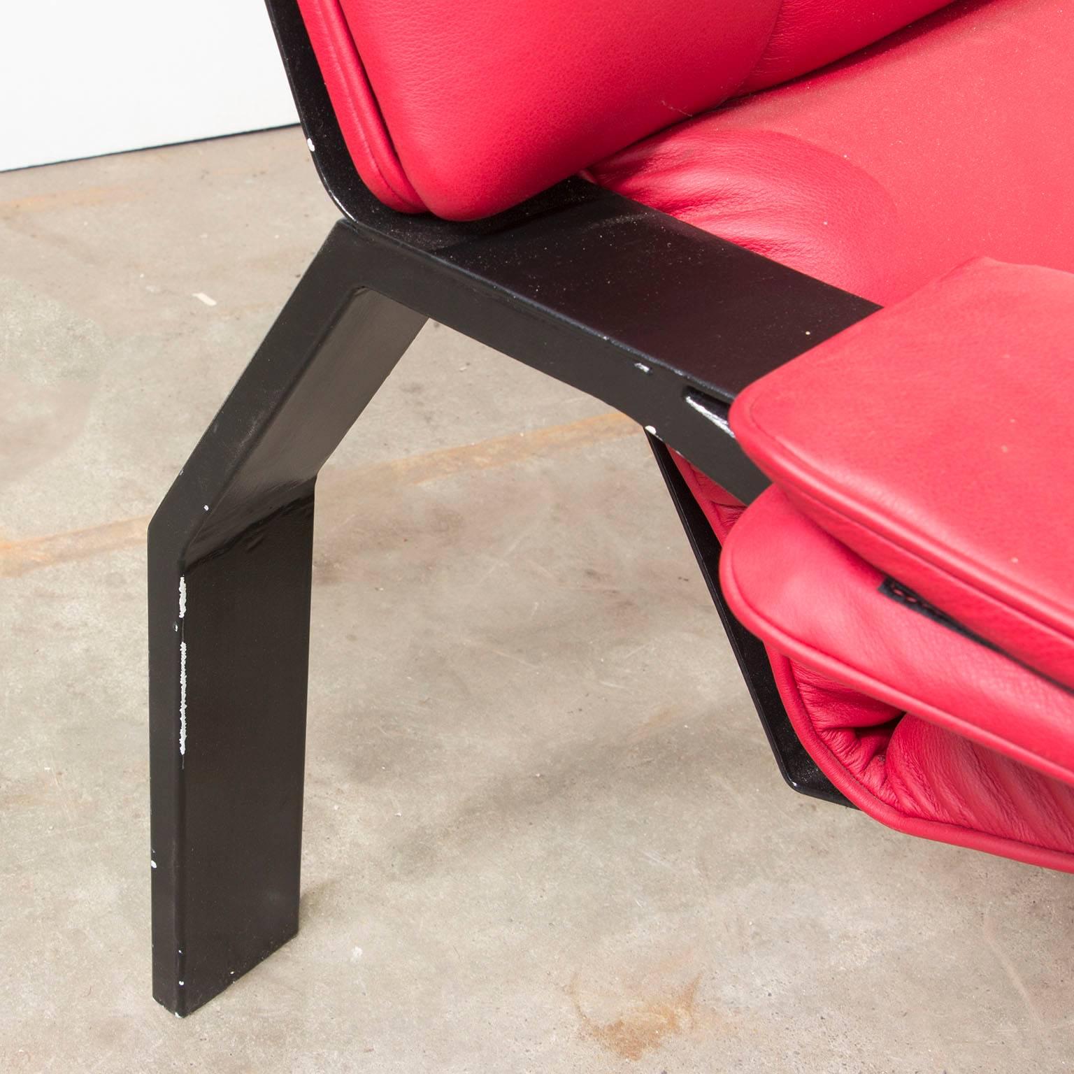 Italian 1964, Joe Colombo, Super Comfort Chair in Red Leather and Black Base for B-Line For Sale