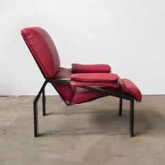 1964, Joe Colombo, Super Comfort Chair in Red Leather and Black Base for B-Line