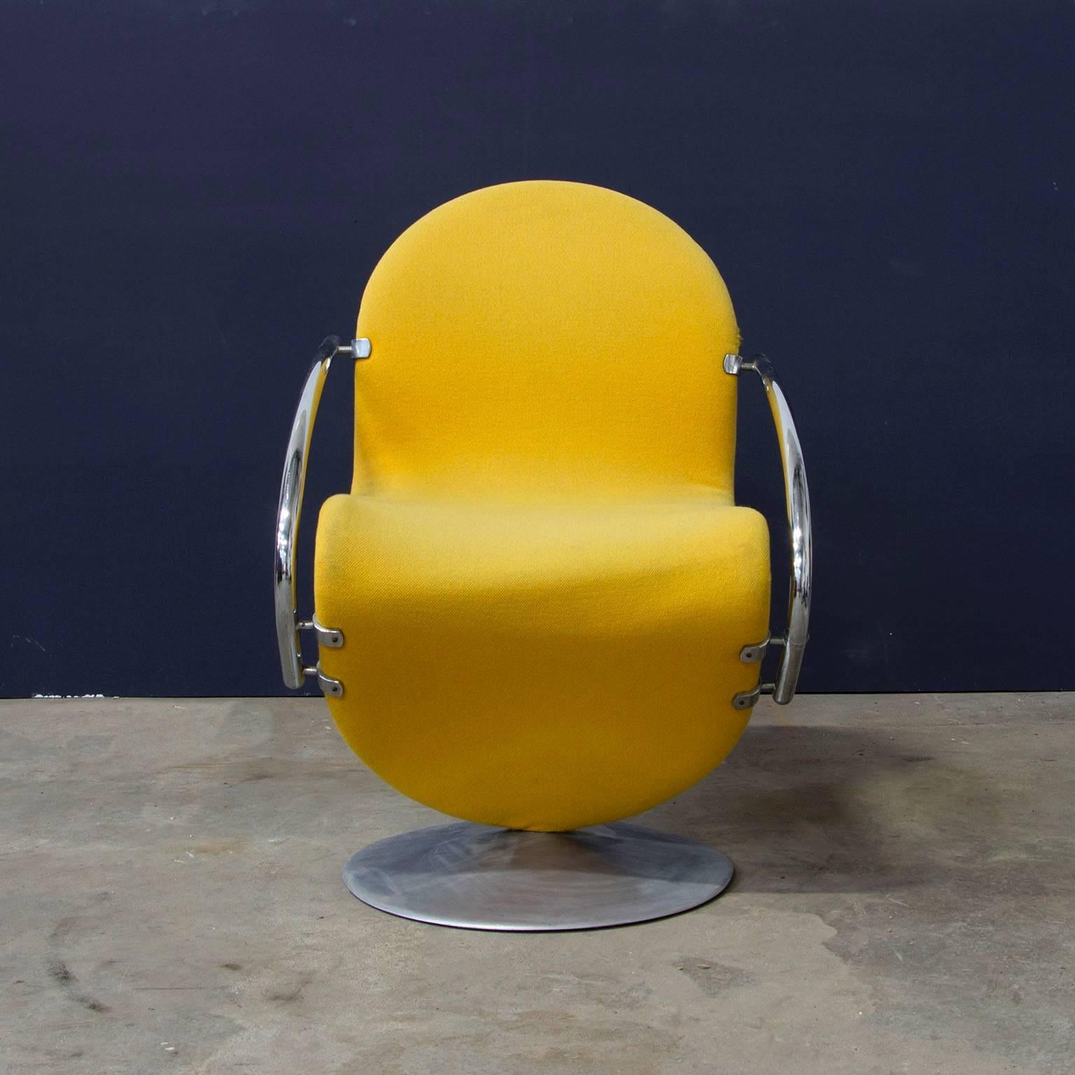 Mid-Century Modern 1973, Verner Panton, 1-2-3 Series Side Chair in Yellow Fabric For Sale