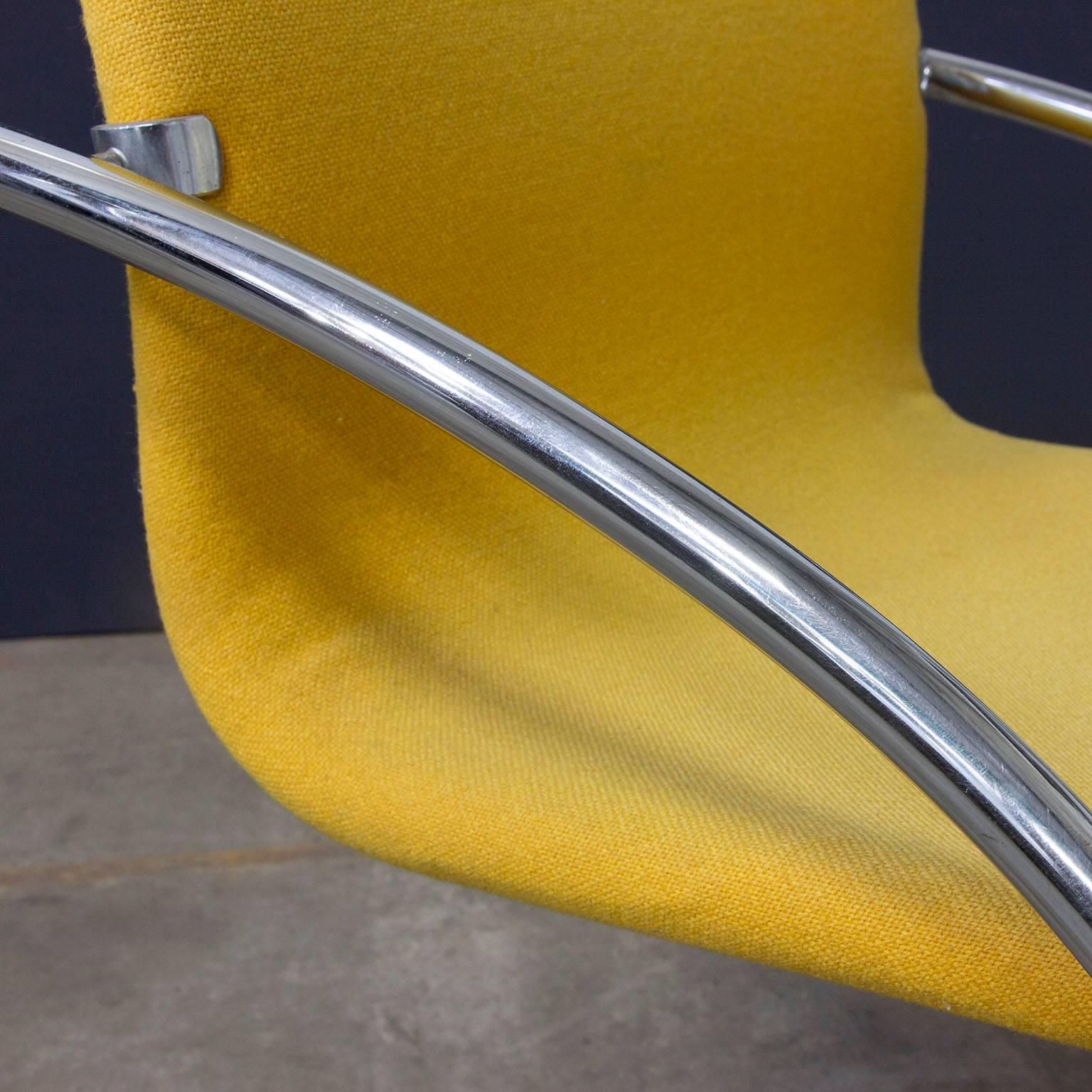 Late 20th Century 1973, Verner Panton, 1-2-3 Series Side Chair in Yellow Fabric For Sale