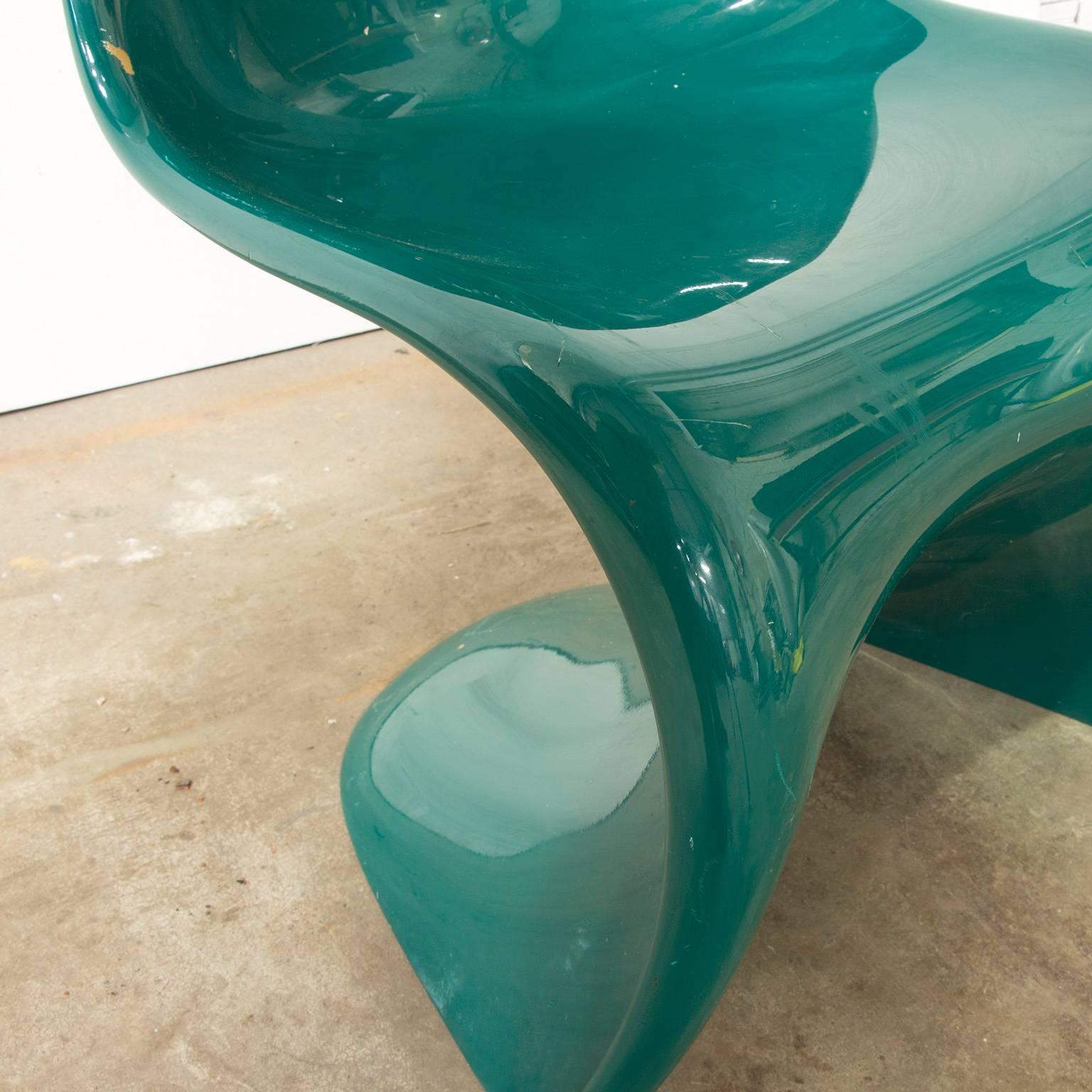 Mid-Century Modern 1965 Verner Panton Stacking Chair, Herman Miller, First Edition in Green