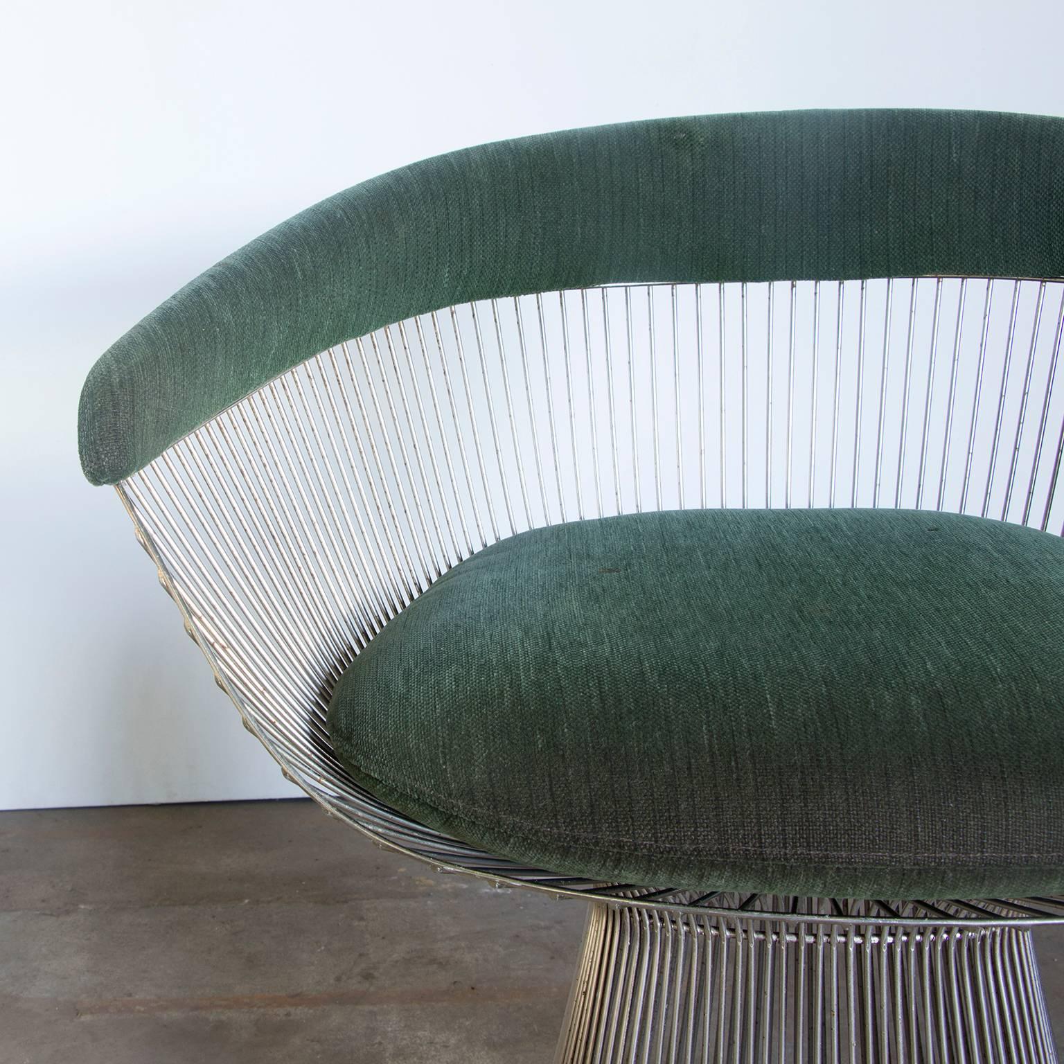 Mid-Century Modern 1966, Warren Platner for Knoll International, Side Chair in Green, Model 1725A