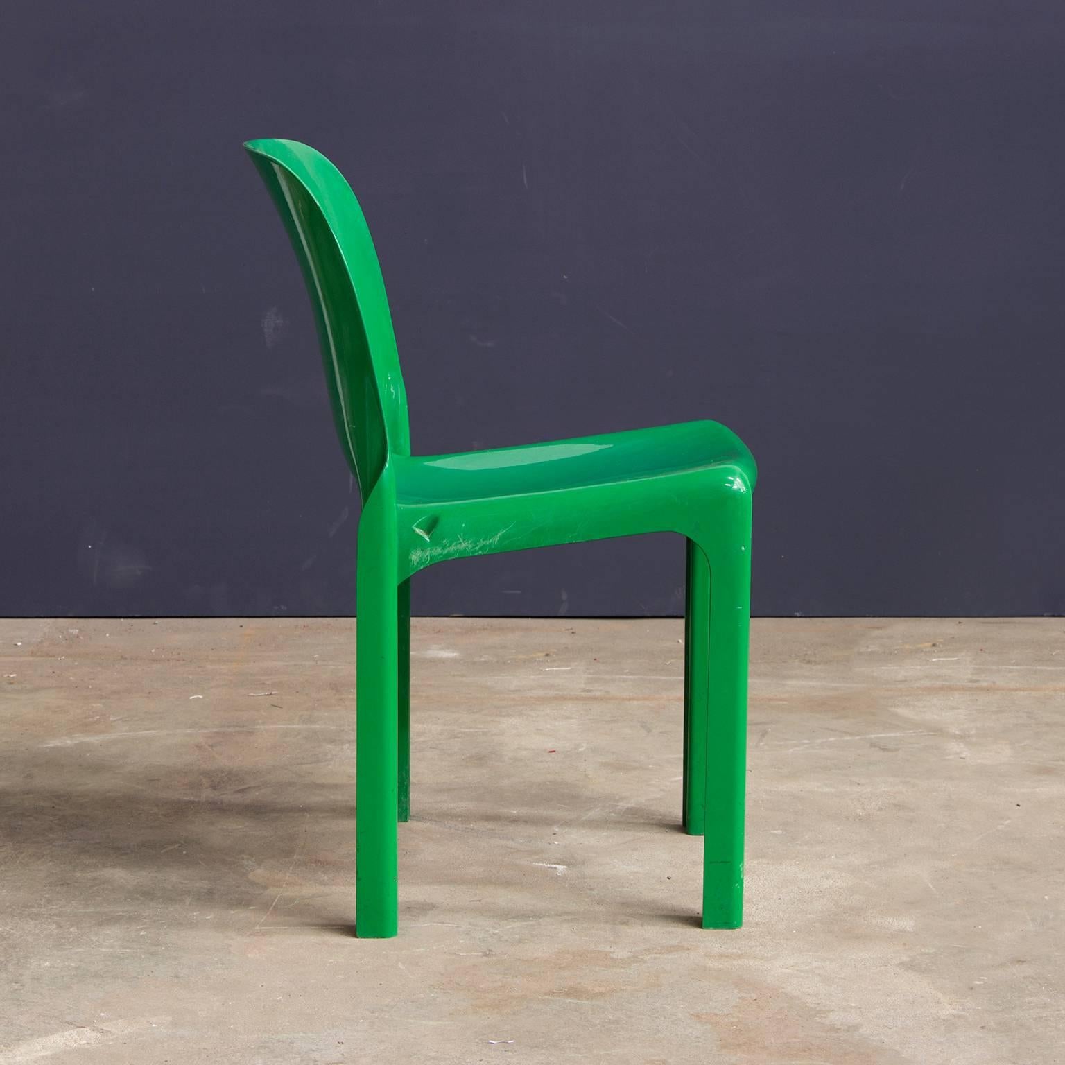 Mid-Century Modern 1969, Vico Magistretti for Artemide, Set of Four or Five Green Selene Chairs