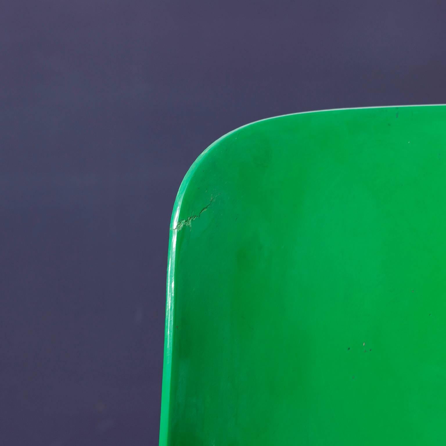 1969, Vico Magistretti for Artemide, Set of Four or Five Green Selene Chairs 2