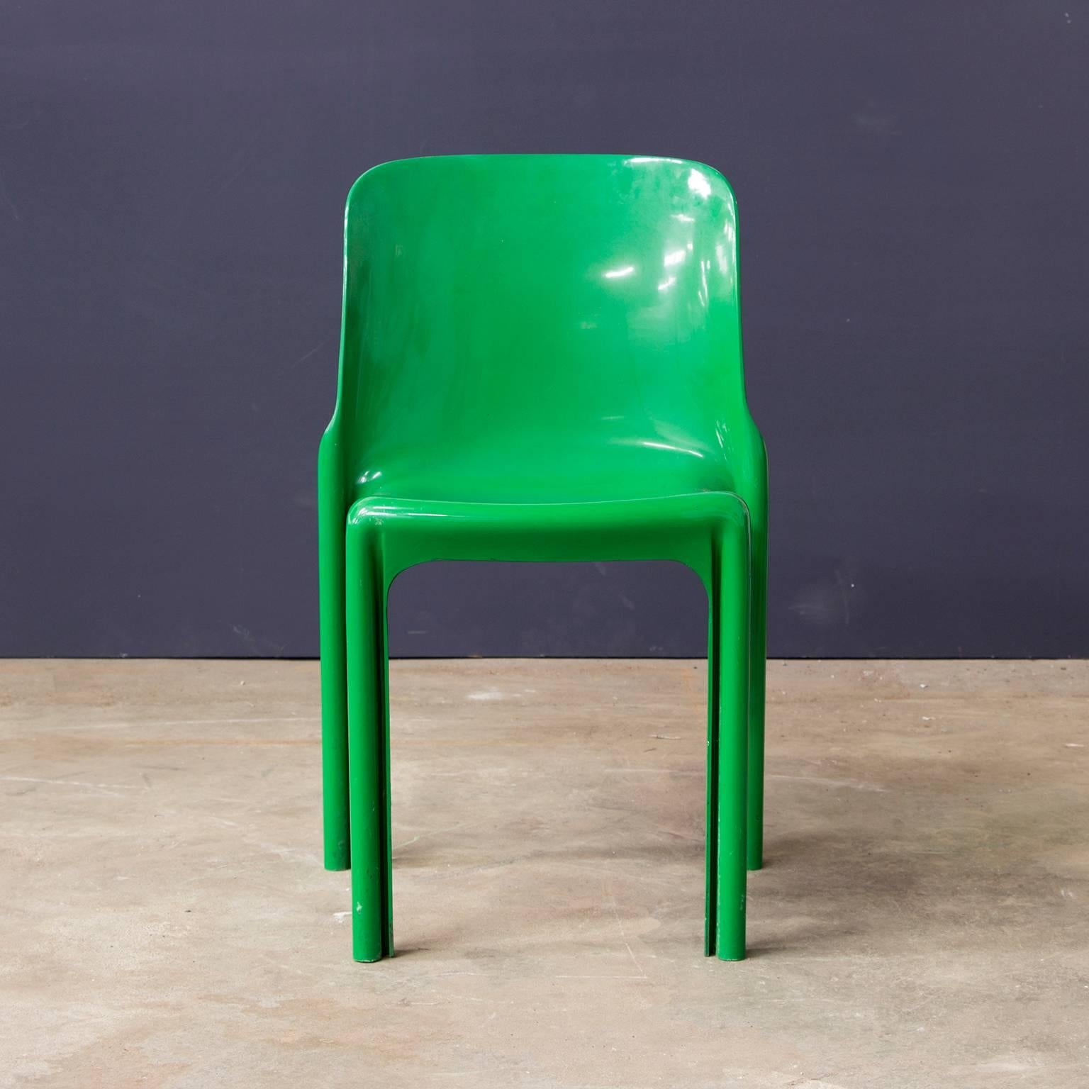 Mid-20th Century 1969, Vico Magistretti for Artemide, Set of Four or Five Green Selene Chairs