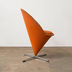 1958, Verner Panton for Rosenthal, Cone Chair in Original Orange Linen Fabric