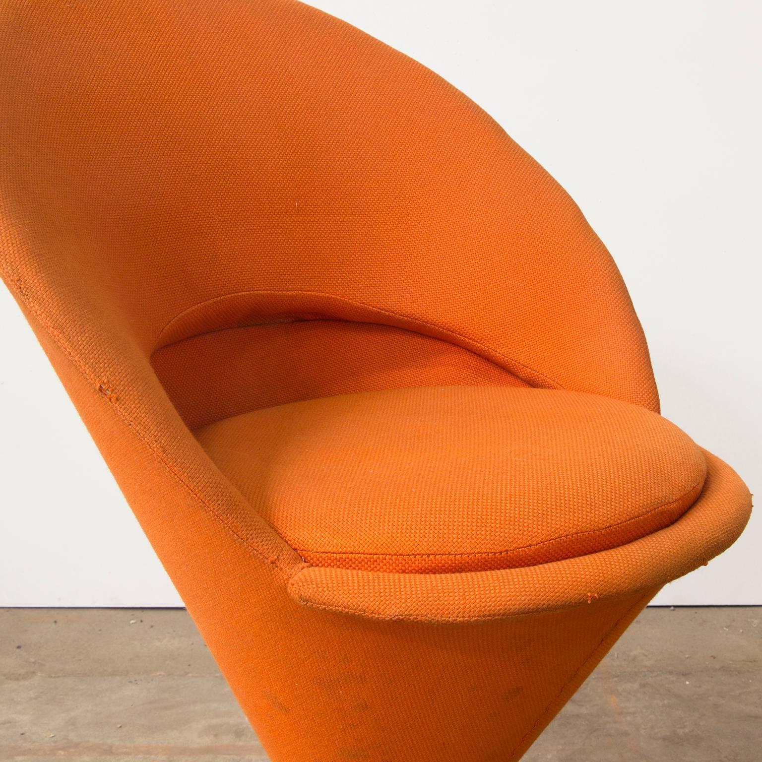 Danish 1958, Verner Panton for Rosenthal, Cone Chair in Original Orange Linen Fabric