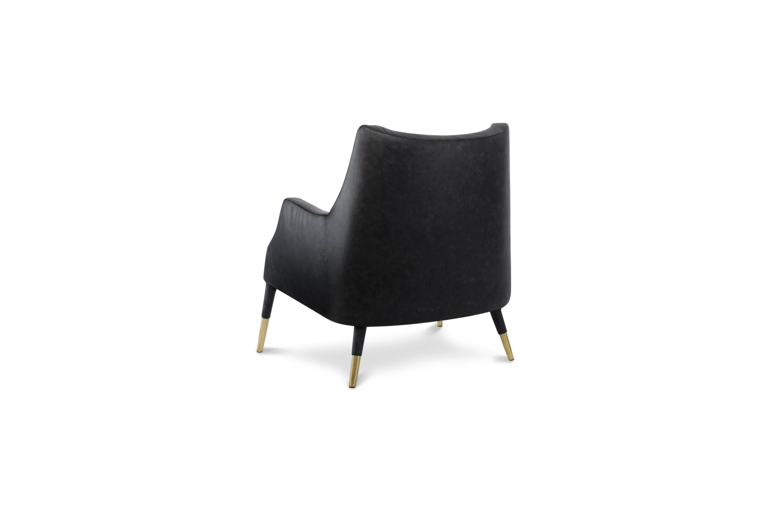 European Mid-Century Modern Carver Fabric and Brass Armchair In Excellent Condition For Sale In Sydney, NSW