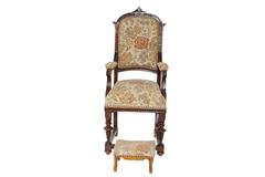Grunderzeit Armchair with Footrest, Germany, circa 1870