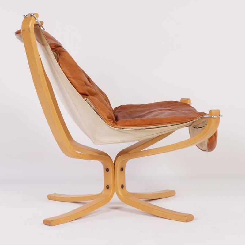 Norwegian 1970s Sigurd Ressel Falcon Chair with Footstool