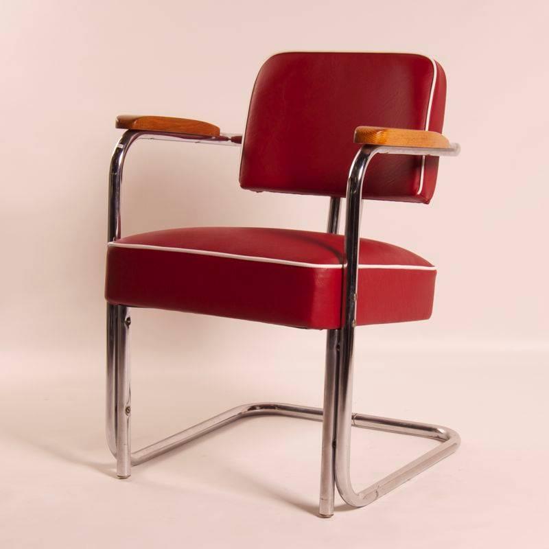 Belgian Tubular Chair with Legless Frame by Bauhaus, 1930s For Sale