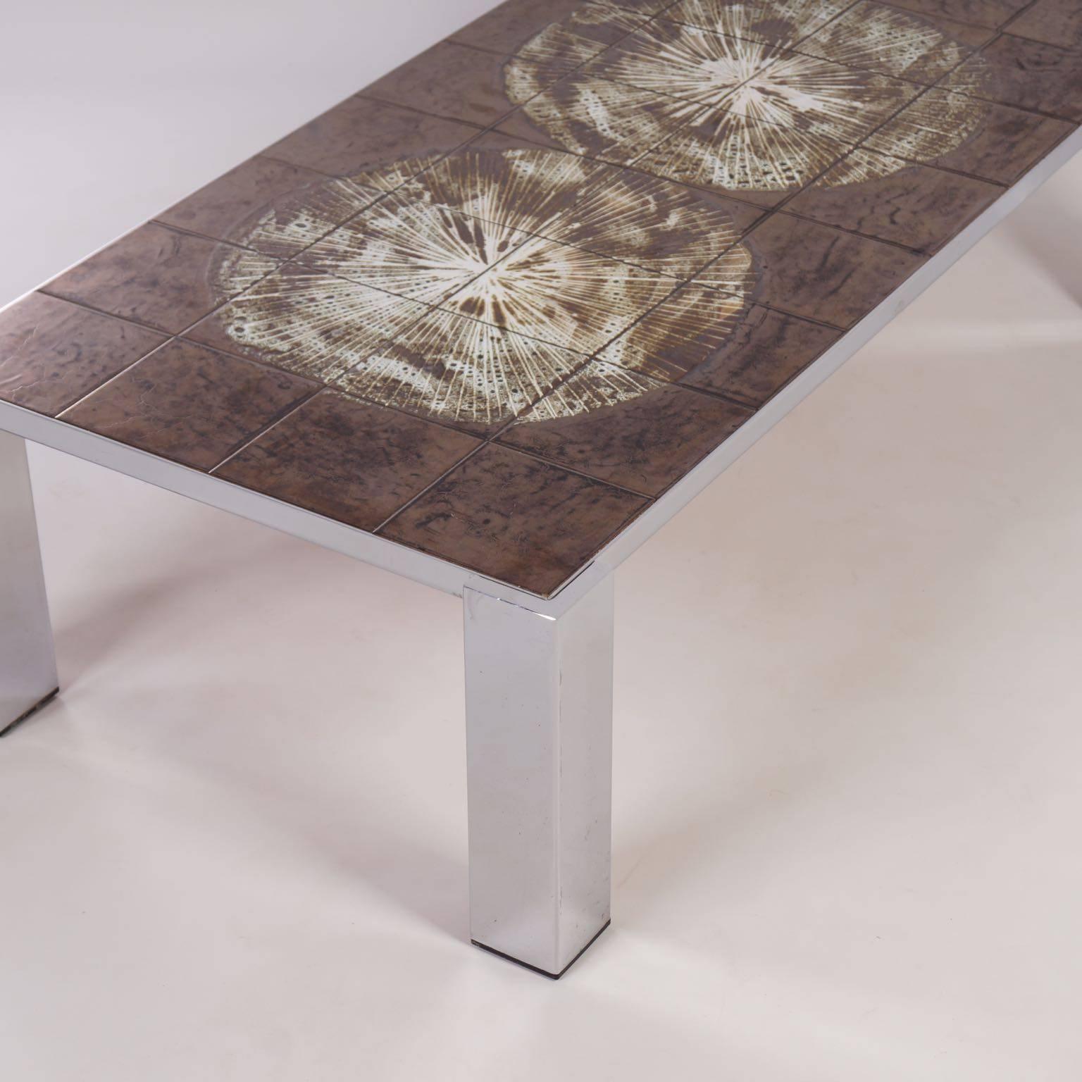 Mid-20th Century Hand-Painted Tile Coffee Table by Belarti, 1960s For Sale