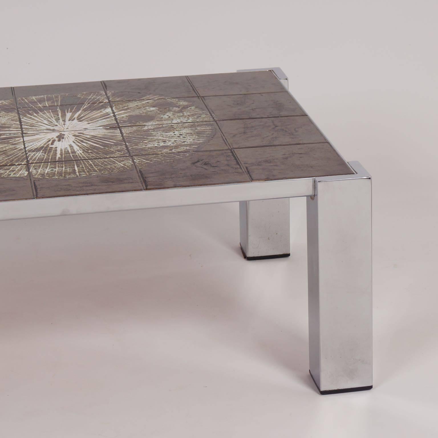 Hand-Painted Tile Coffee Table by Belarti, 1960s For Sale 1