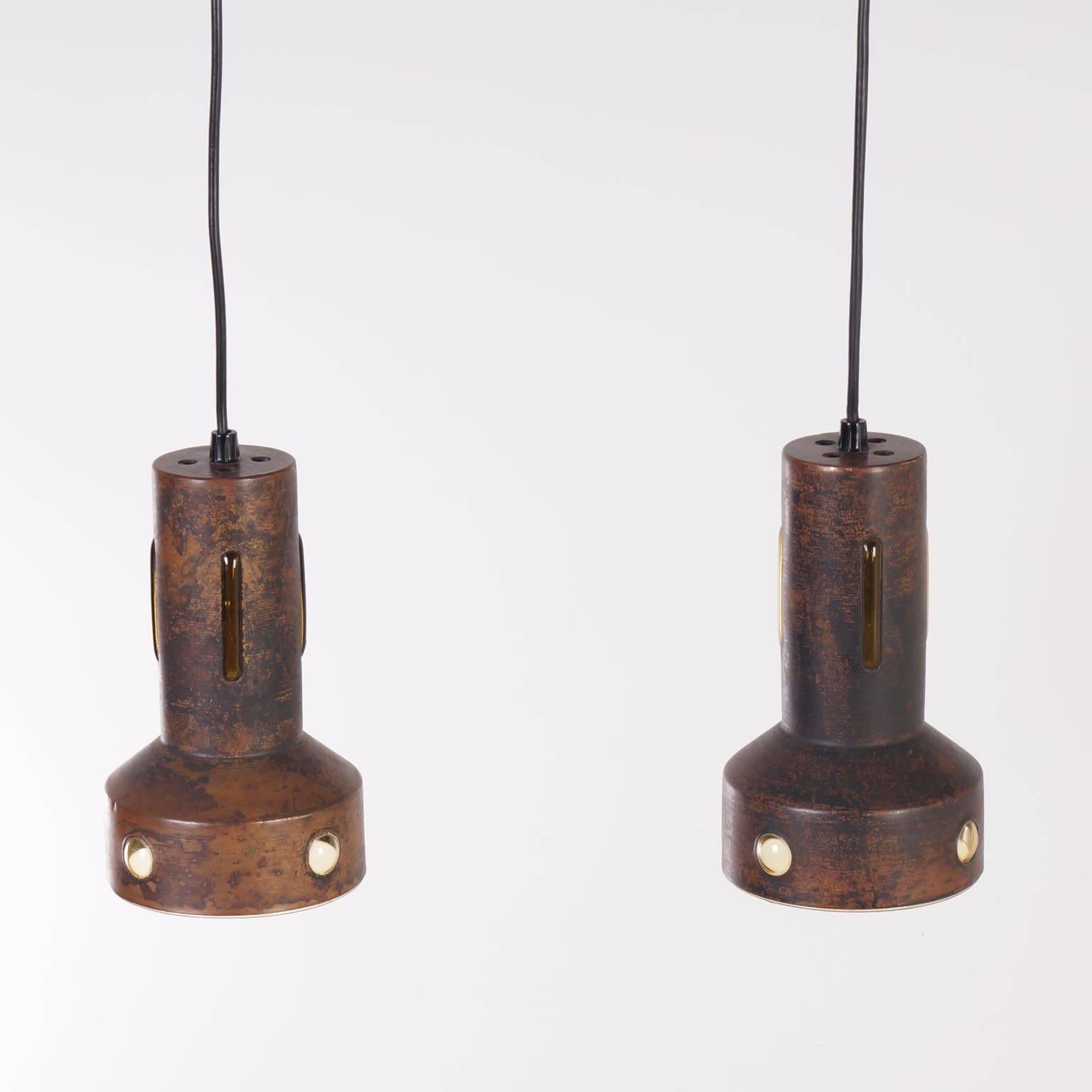 Mid-20th Century Pair of Copper Pendant Lights of Nanny Still, circa 1960 For Sale
