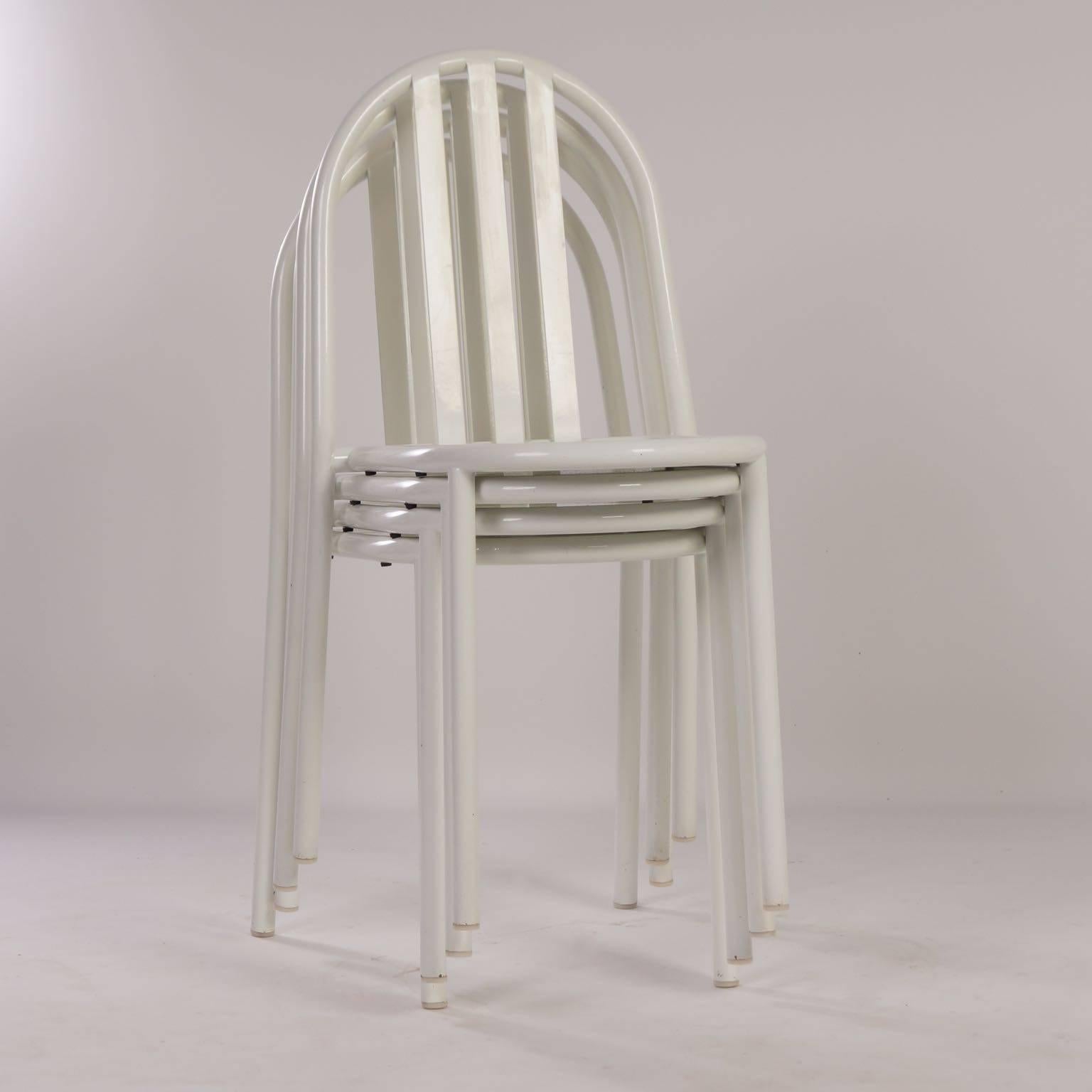 Powder-Coated Four Stackable Bauhaus Chairs by Robert Mallet Stevens for Ecart International