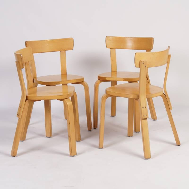 Mid-20th Century Set of Dining Chairs Model 69 by Alvar Aalto for Artek, 1933-1935