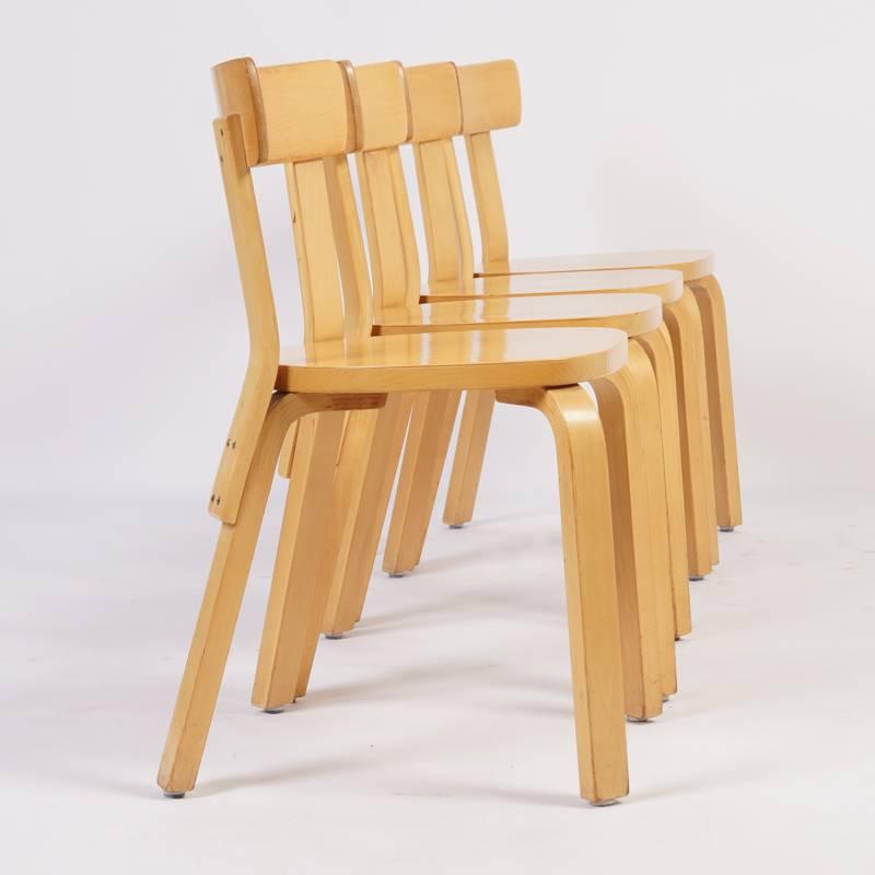 Mid-Century Modern Set of Dining Chairs Model 69 by Alvar Aalto for Artek, 1933-1935