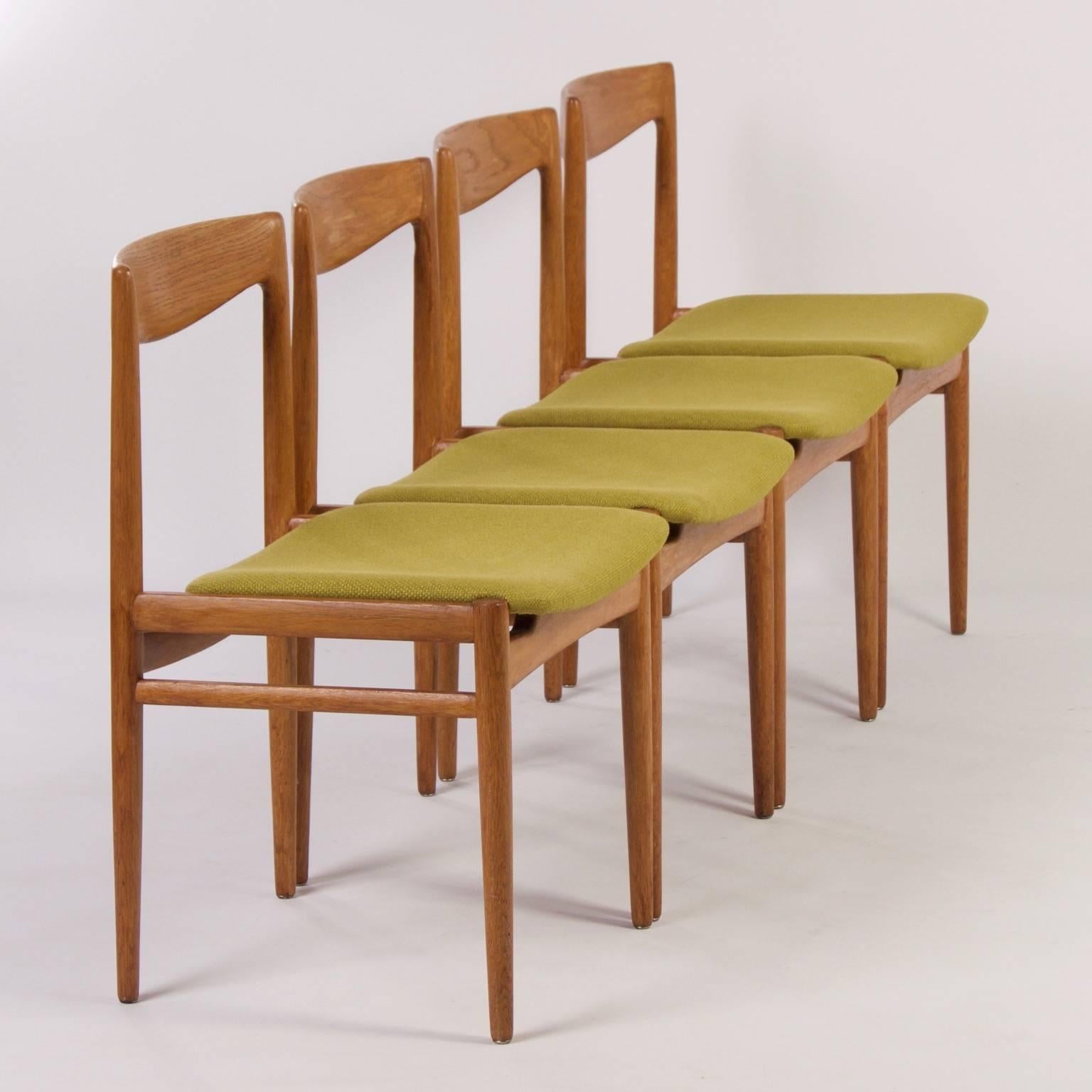 Scandinavian Modern Green Danish Dining Chairs in the Style of Møller, Denmark, 1960s For Sale