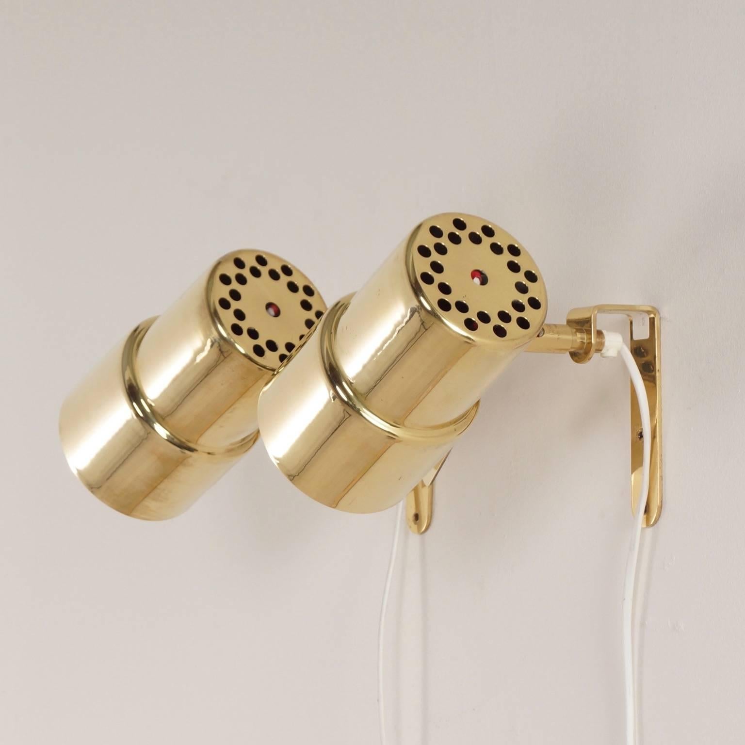 Swedish Brass Wall Lamps by Hans Agne Jakobsson for AB Markaryd, Set of Two, 1970s