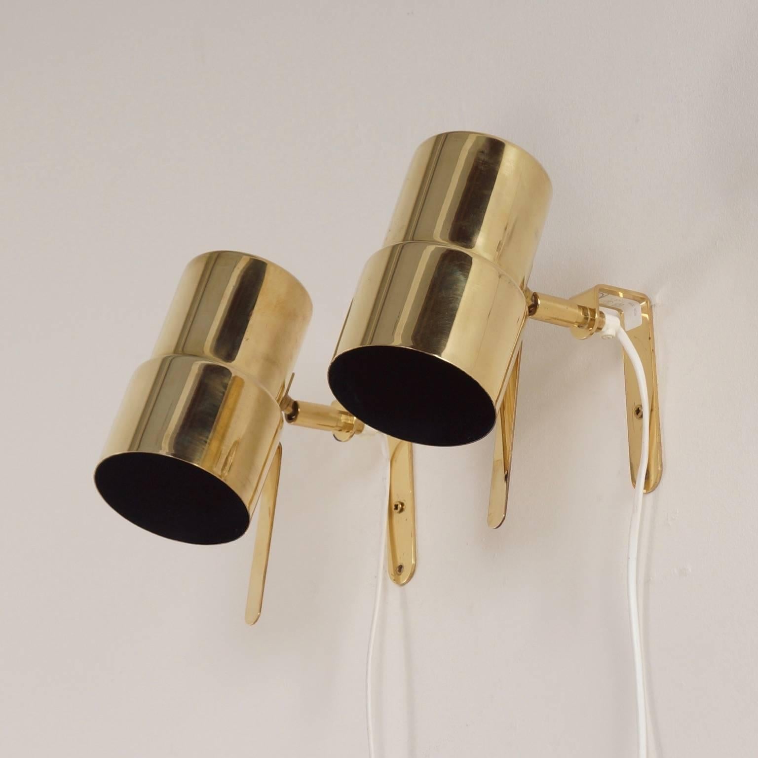 Brass Wall Lamps by Hans Agne Jakobsson for AB Markaryd, Set of Two, 1970s 1
