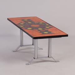 Hand-Painted Tile Coffee Table by Belarti, 1960s – Orange
