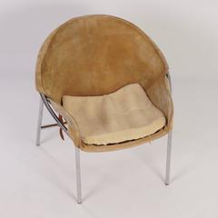 Light Brown Suede Sling Chair by Erik Jørgensen for Bovirke, Denmark in 1953