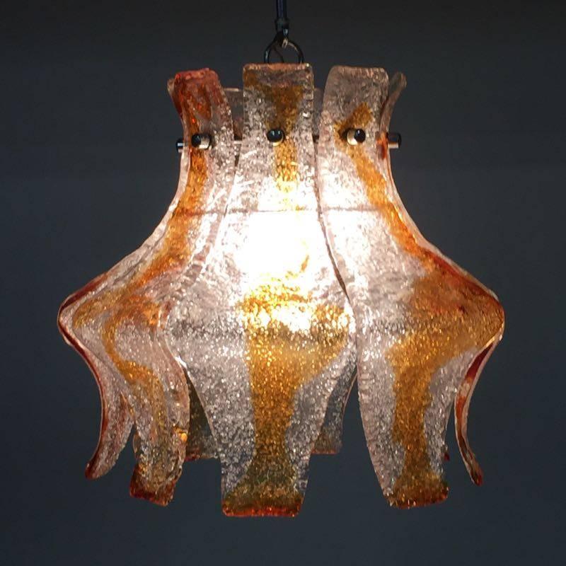 Italian 1970s Mazzega Murano Hanging Lamp, Italy For Sale