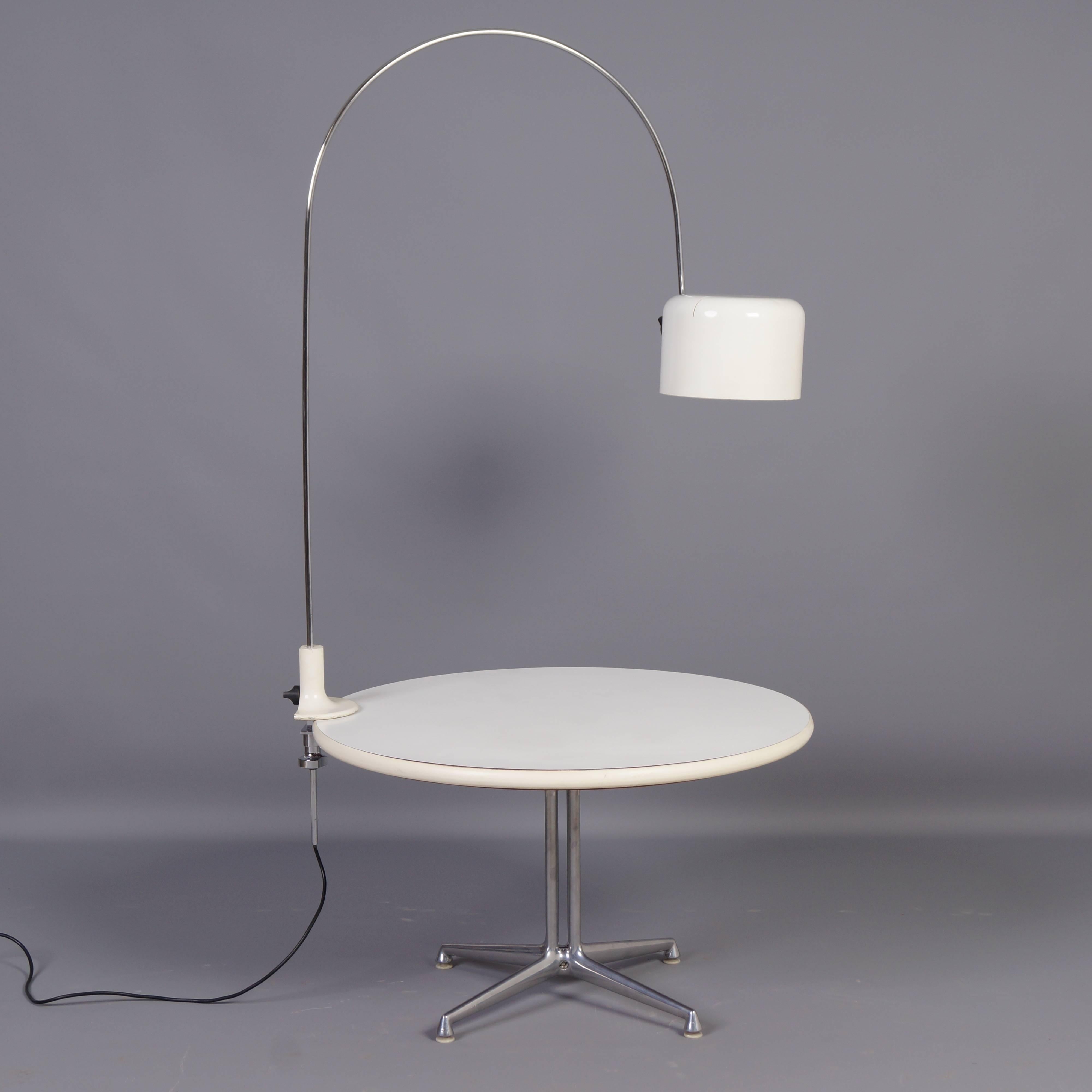Italian White Coupe Arc Lamp by Joe Colombo for Oluce, Italy, 1967