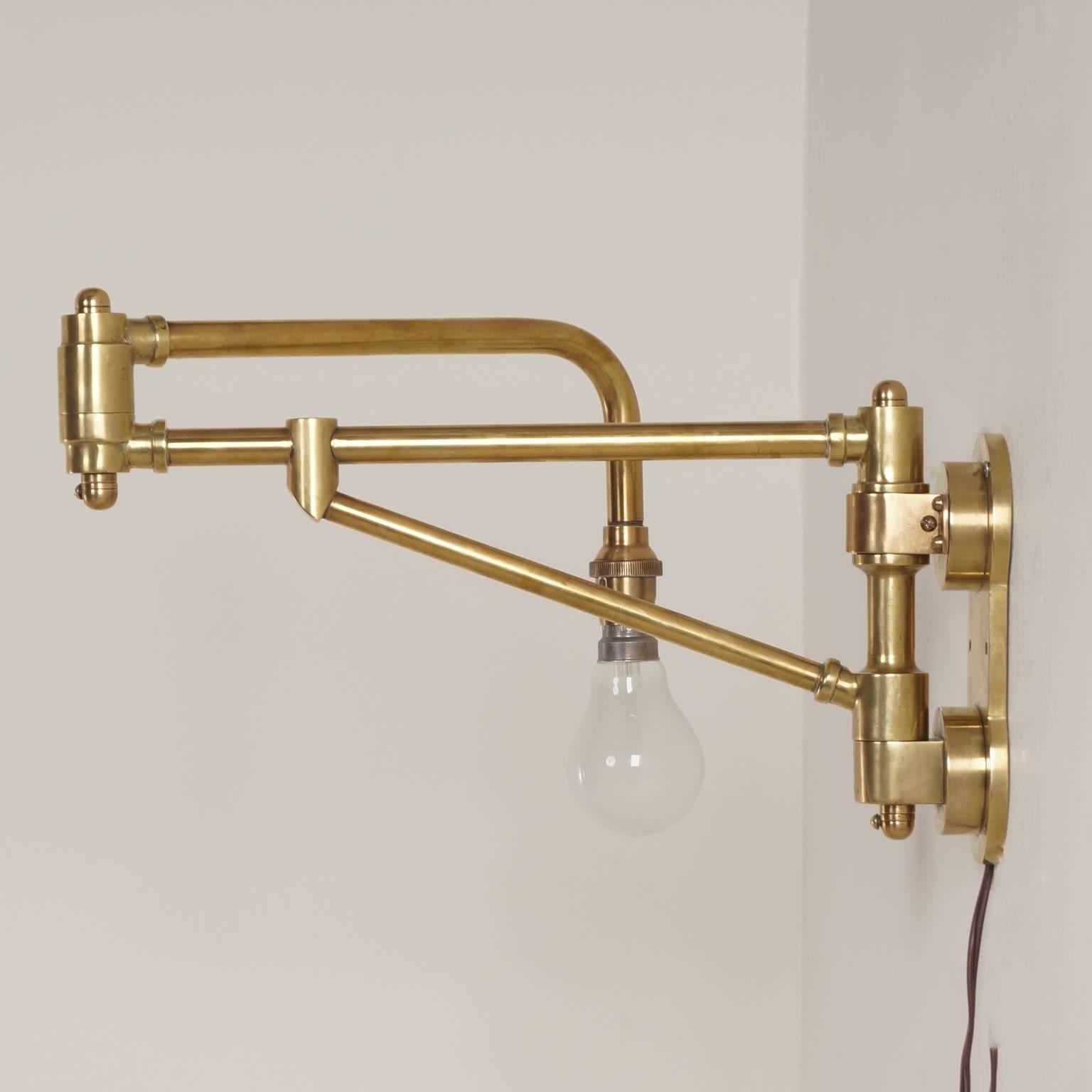 Mid-20th Century Industrial Brass Machine Workbench Lamp, circa 1930 For Sale