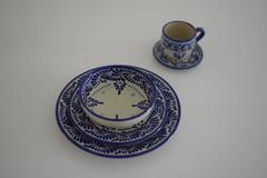 Blue and White Talavera Dinnerware Set Feather Design