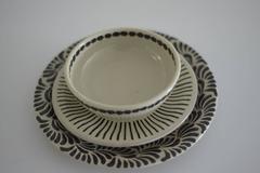 Modern Talavera Black and White Collage Dinnerware Service for 12