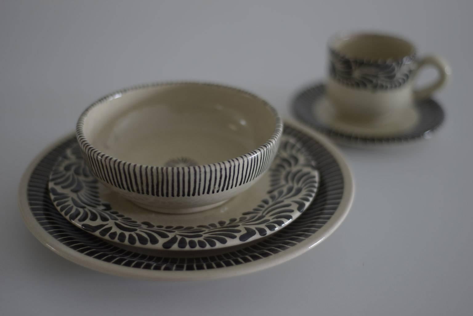 black and white tableware