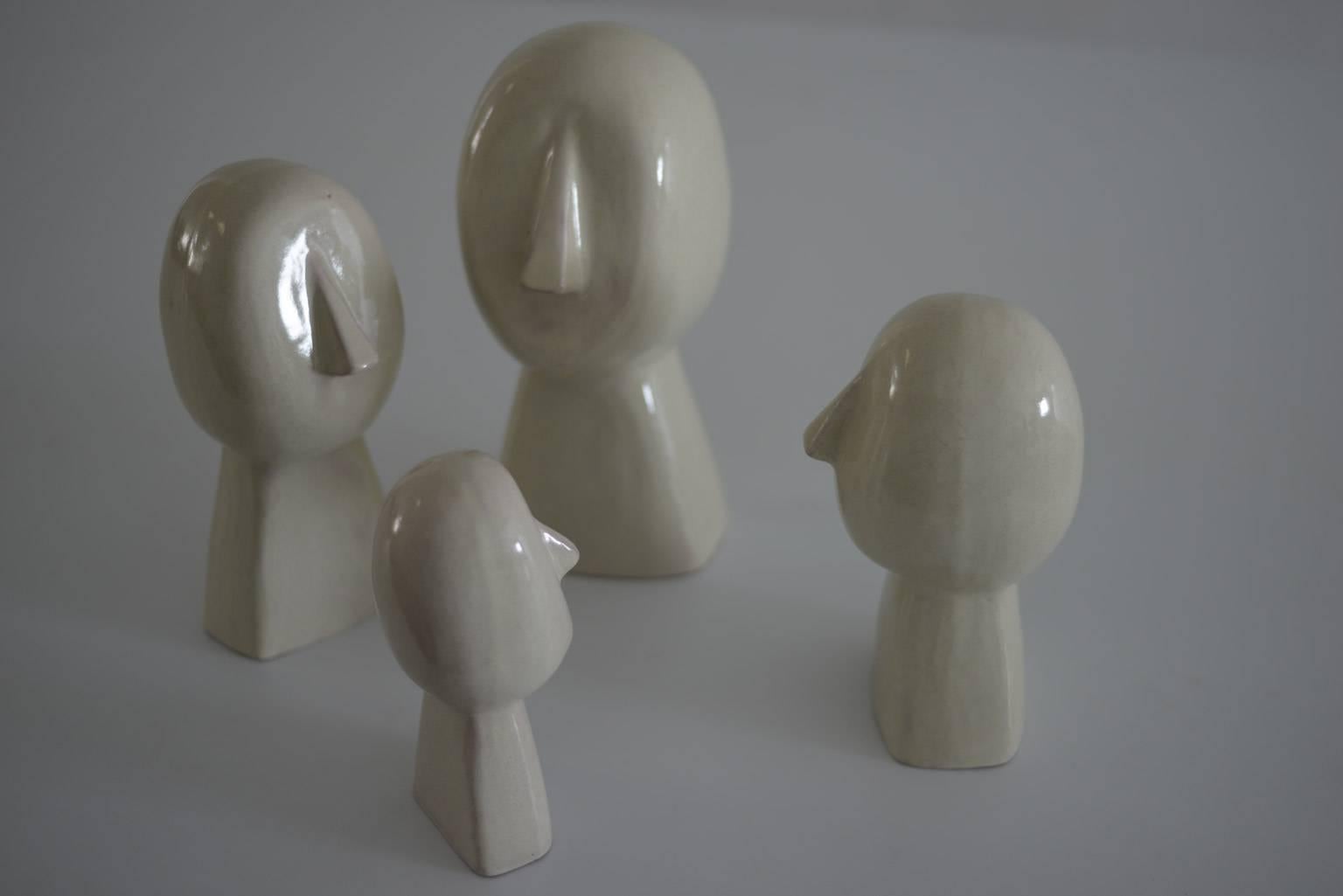 Organic Modern White Human Sculptures of Talavera “The Family” by Gerardo Chapital For Sale