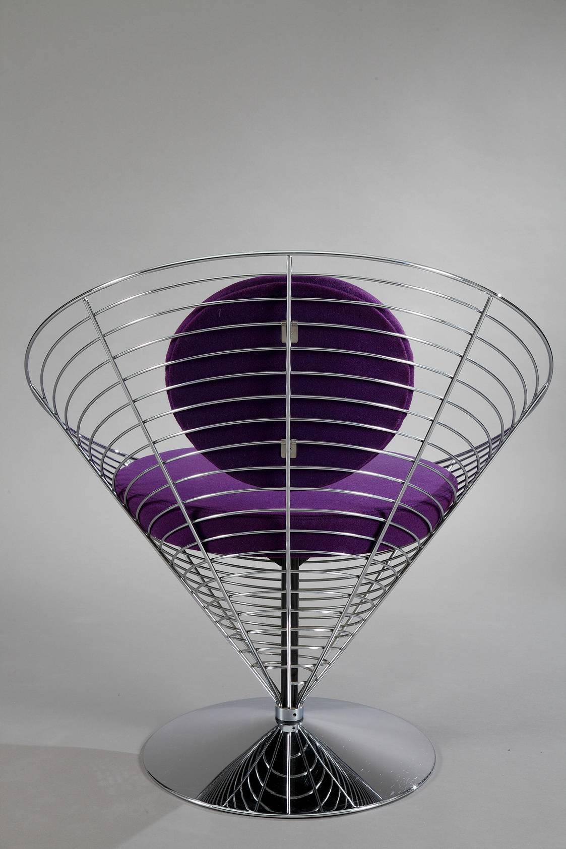 Three Wire Cone Chairs and Table Designed by Verner Panton, Late 1980s 3