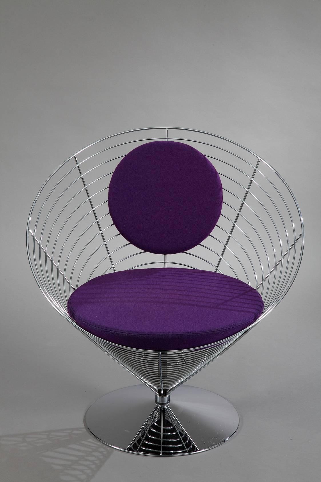 Three Wire Cone Chairs and Table Designed by Verner Panton, Late 1980s 4