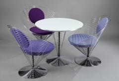 Three Wire Cone Chairs and Table Designed by Verner Panton, Late 1980s