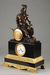 Marble and Bronze Clock Representing a Hero from Marathon