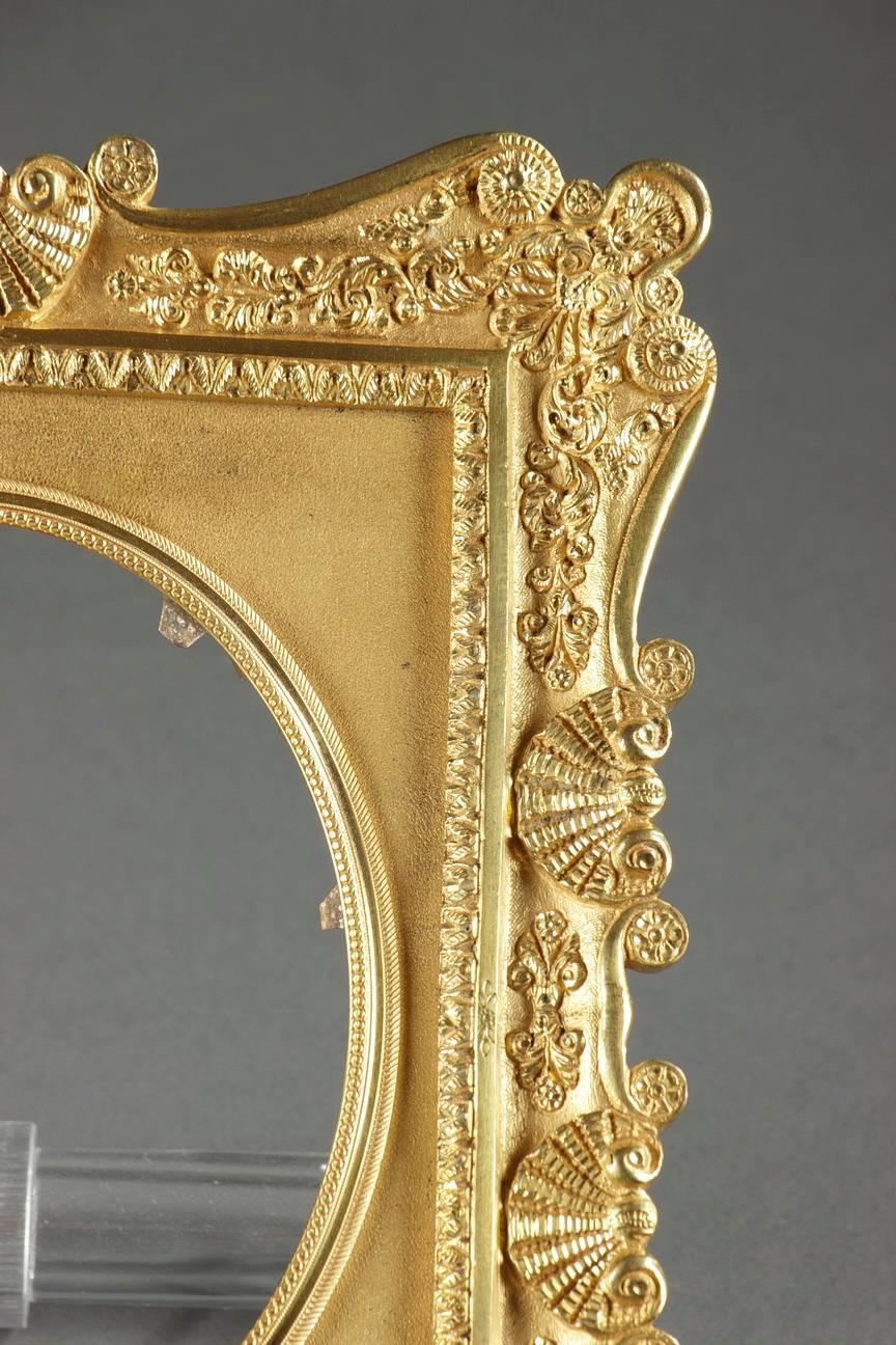 Mid-19th Century French Gilt Bronze Frame Decorated with Shells