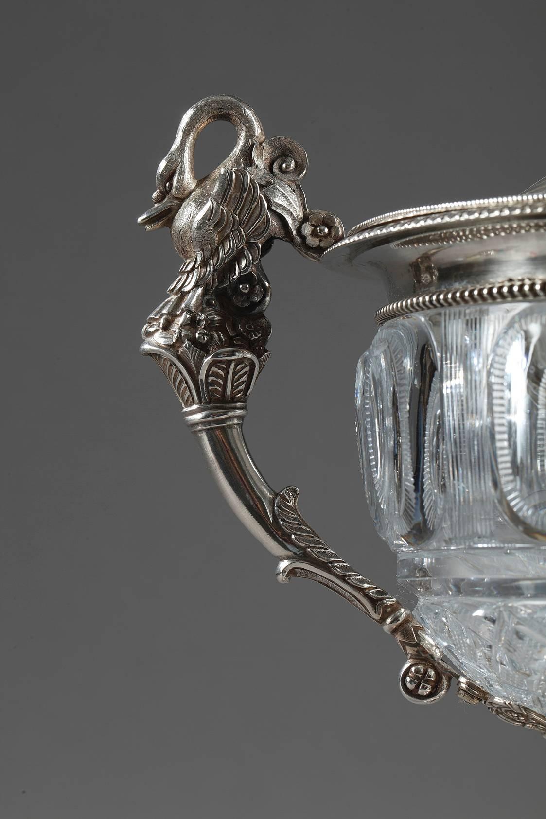 Early 19th Century Large Crystal and Silver Candy Dish