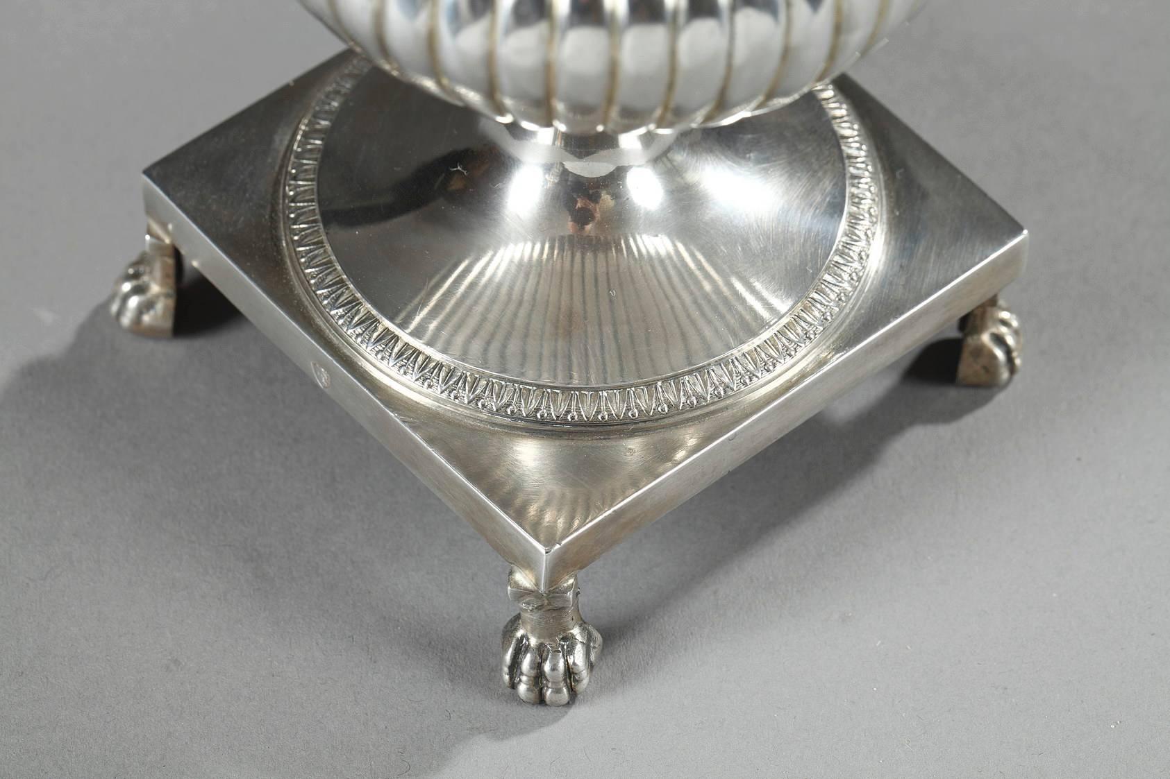 19th Century Empire Silver and Crystal Candy Dish 2