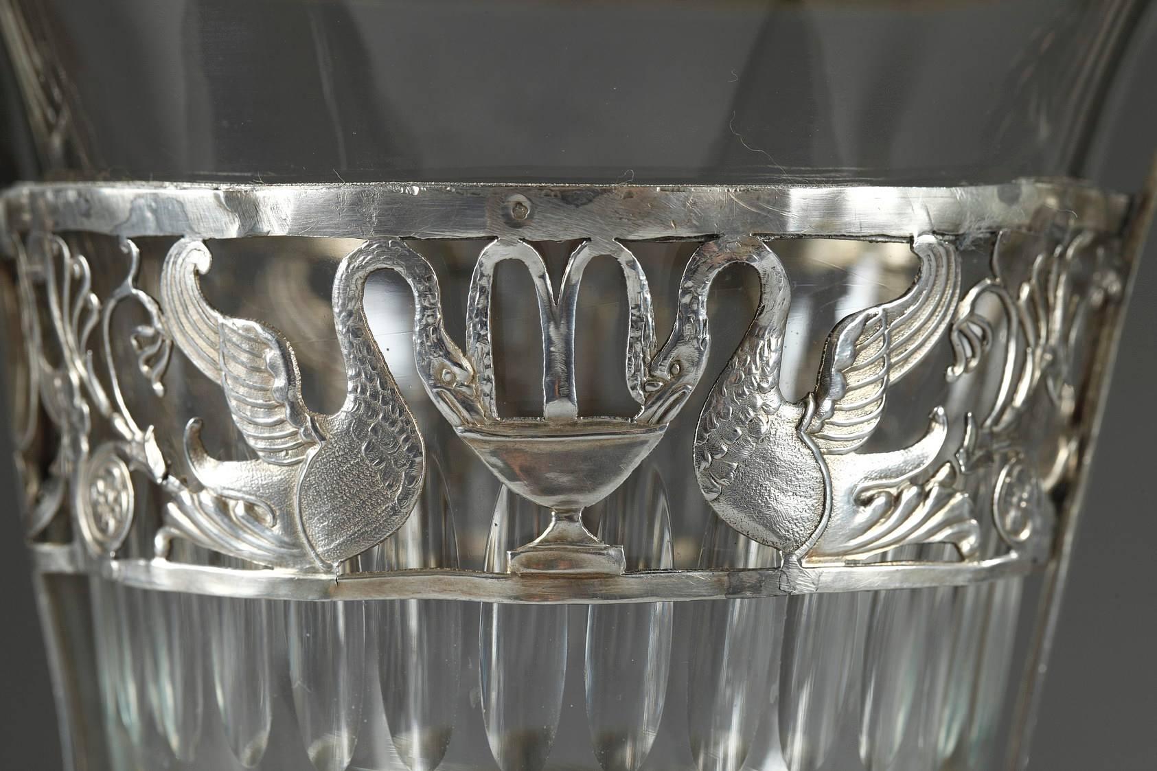 19th Century Empire Silver and Crystal Candy Dish 1