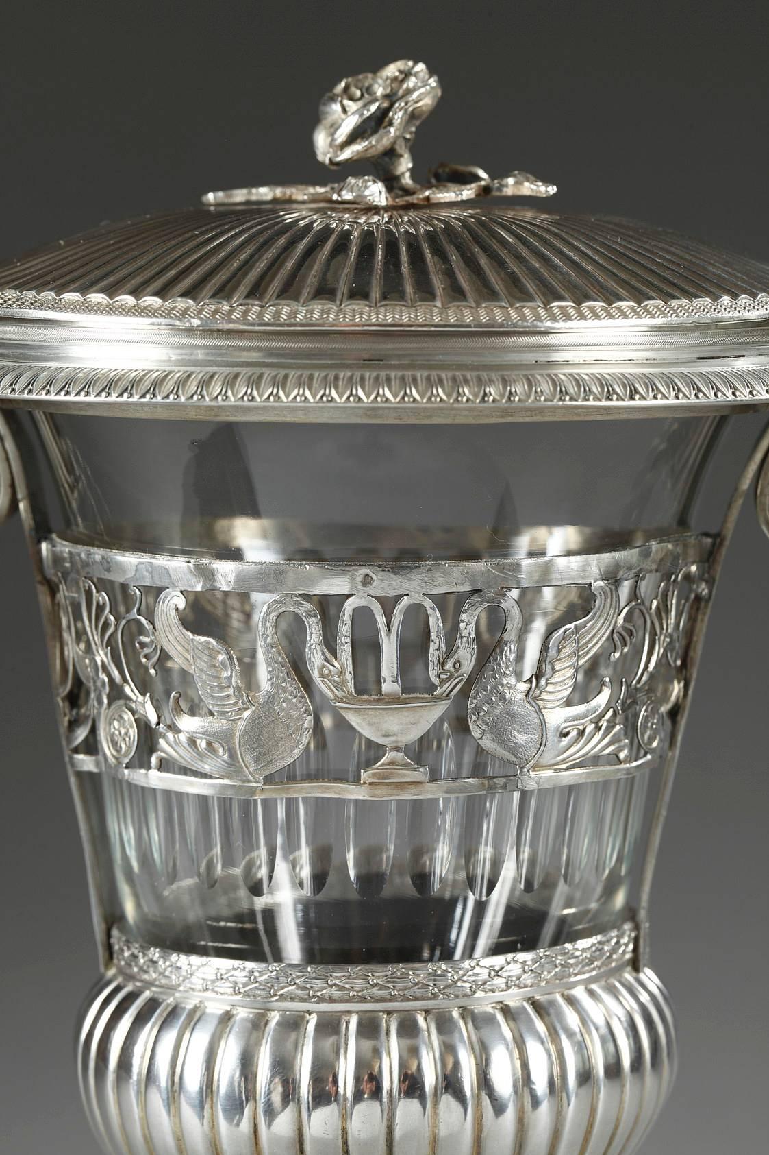 Early 19th Century 19th Century Empire Silver and Crystal Candy Dish