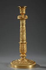 Pair of Restauration Gilt Bronze Candlesticks