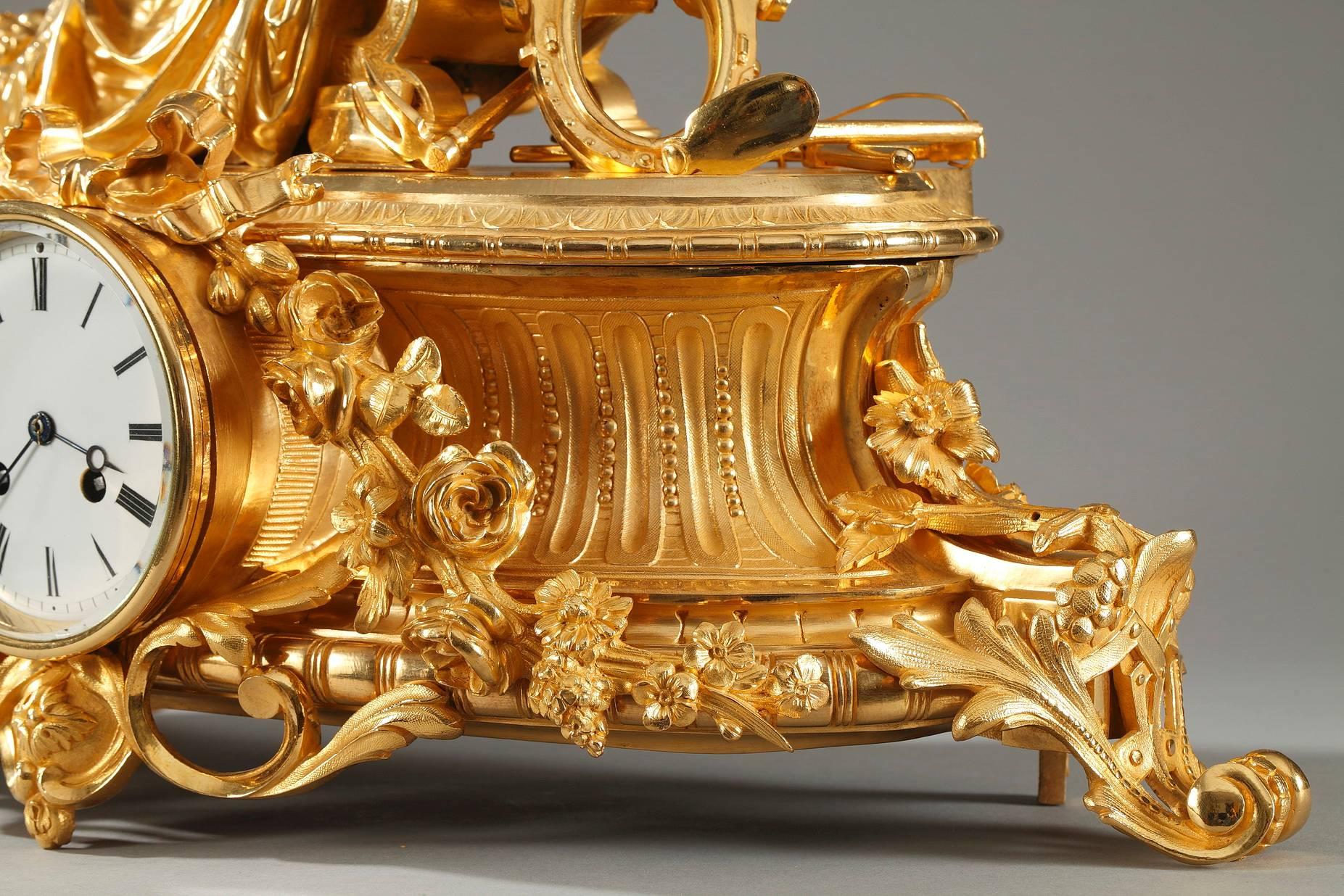 Late 19th Century Gilt Bronze Mantel Clock with Ceres, Louis XVI Style