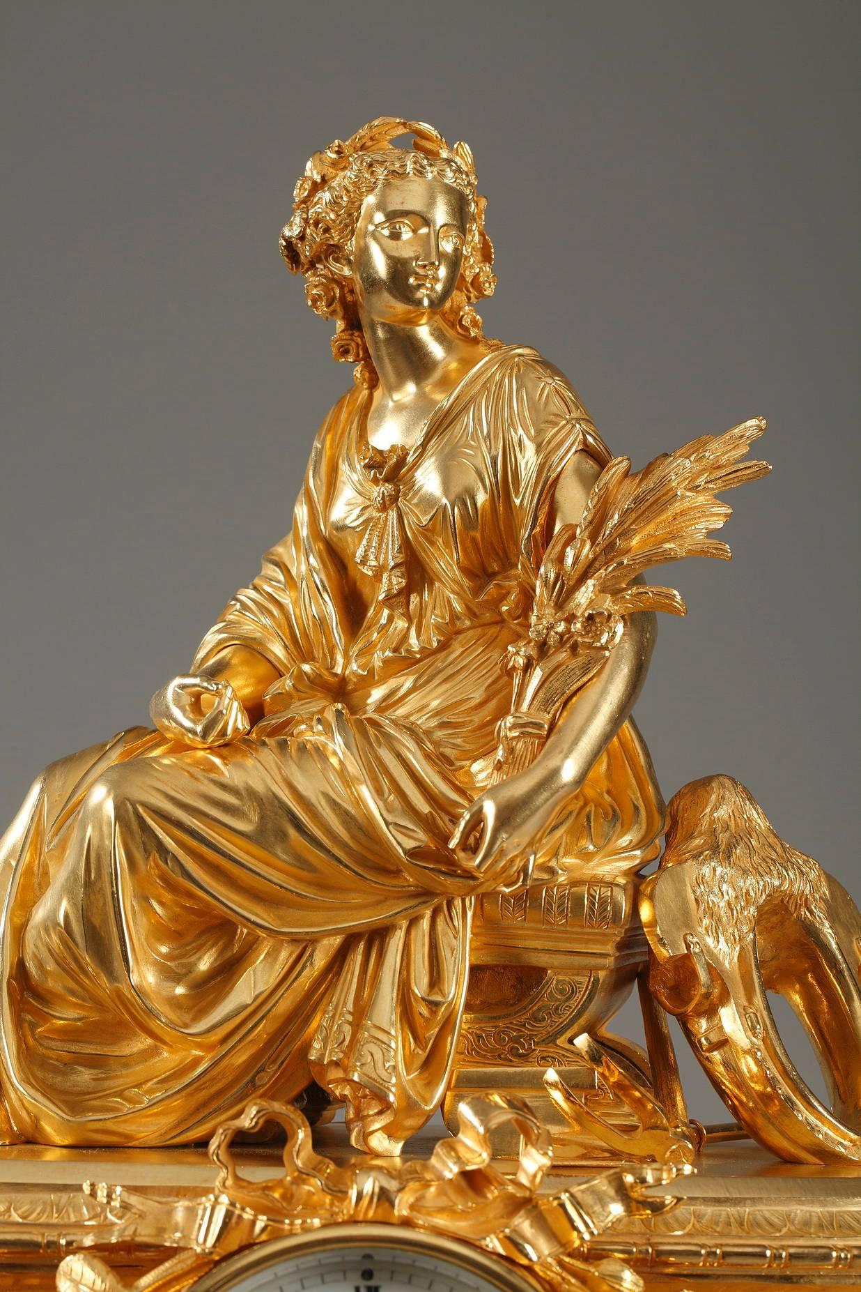 Gilt Bronze Mantel Clock with Ceres, Louis XVI Style 1